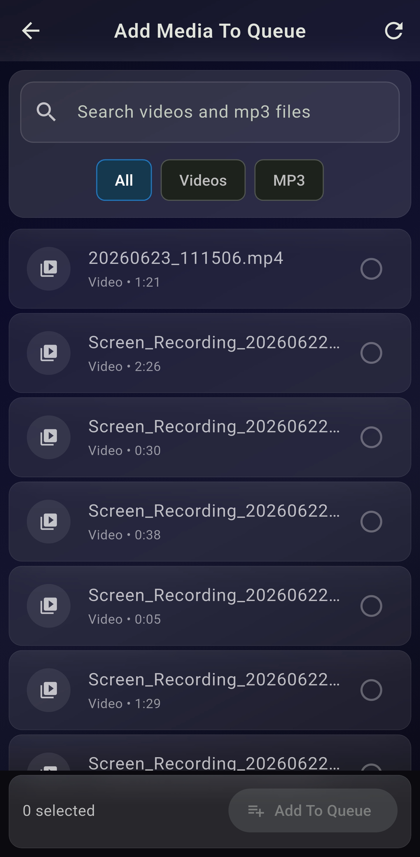 Aura Player screen