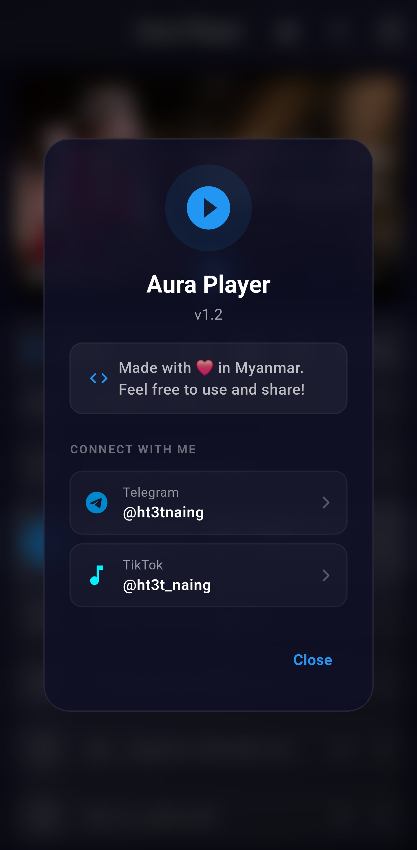Aura Player screen