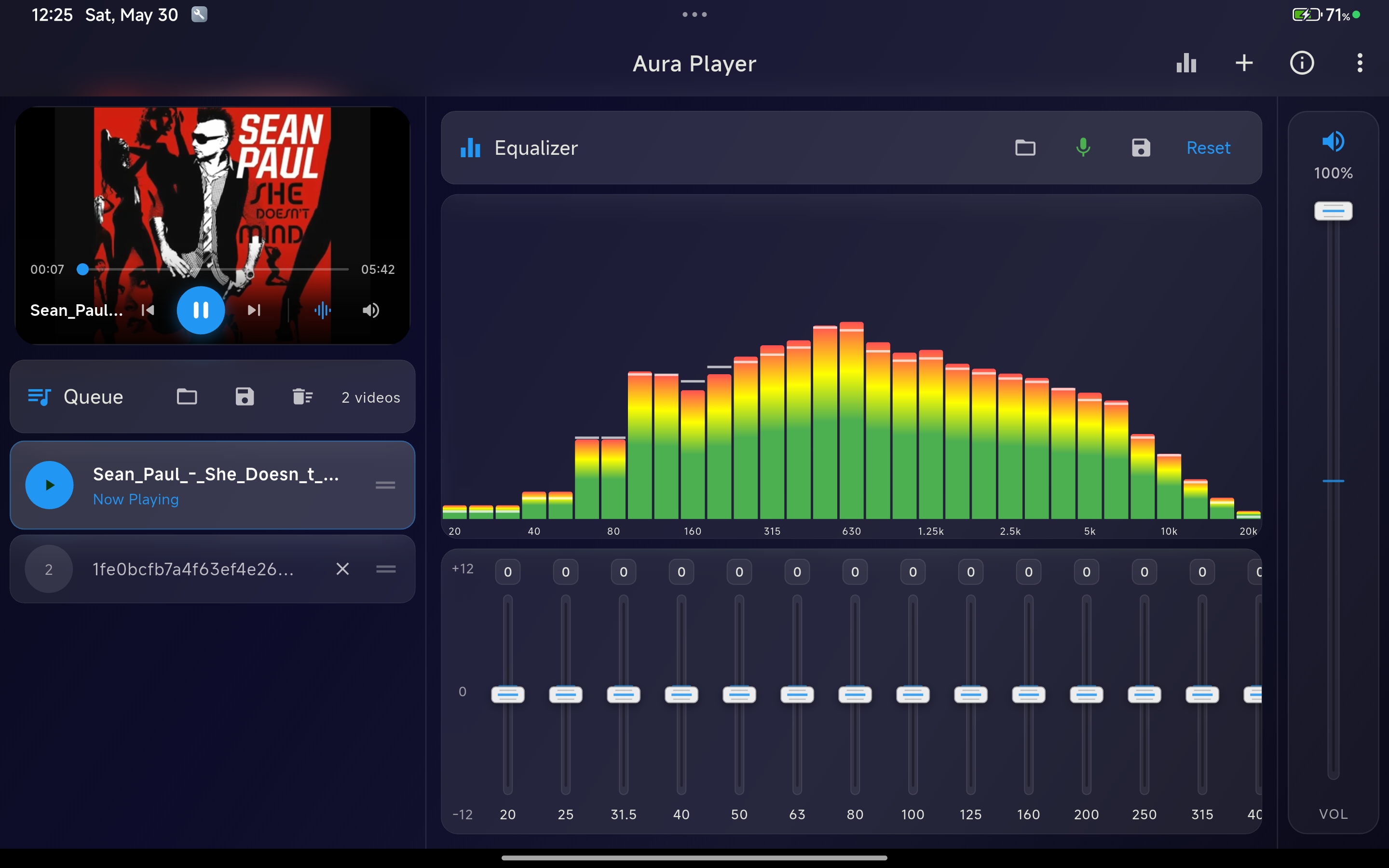 Aura Player on a tablet